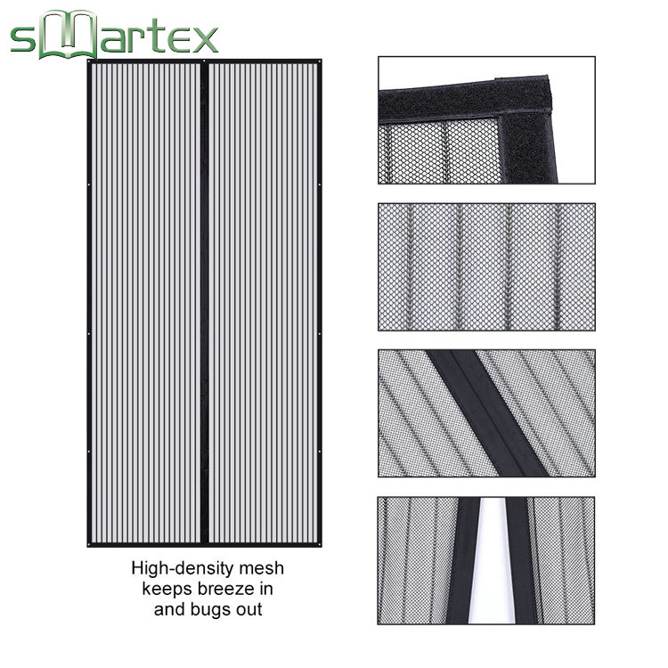 Top quality easy install polyester magnetic door net curtains for anti mosquito