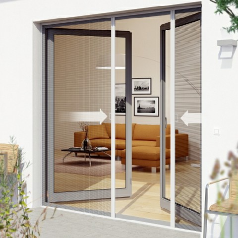 Foldable Plisse screen door with polyester pleated mesh for patio door